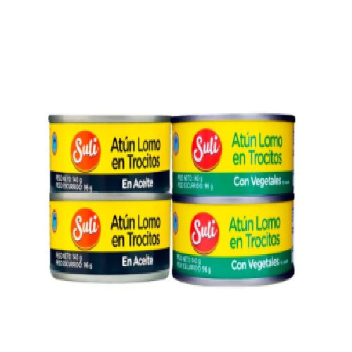 Atún Suli mix tozos y vegetales 4 Pack - 560 g
